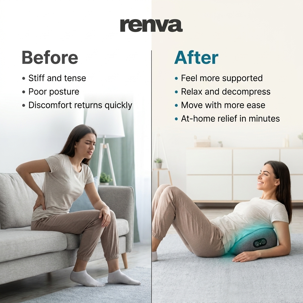 Renva BackRestore Pro | 3-in-1 Heated Lower Back Massager