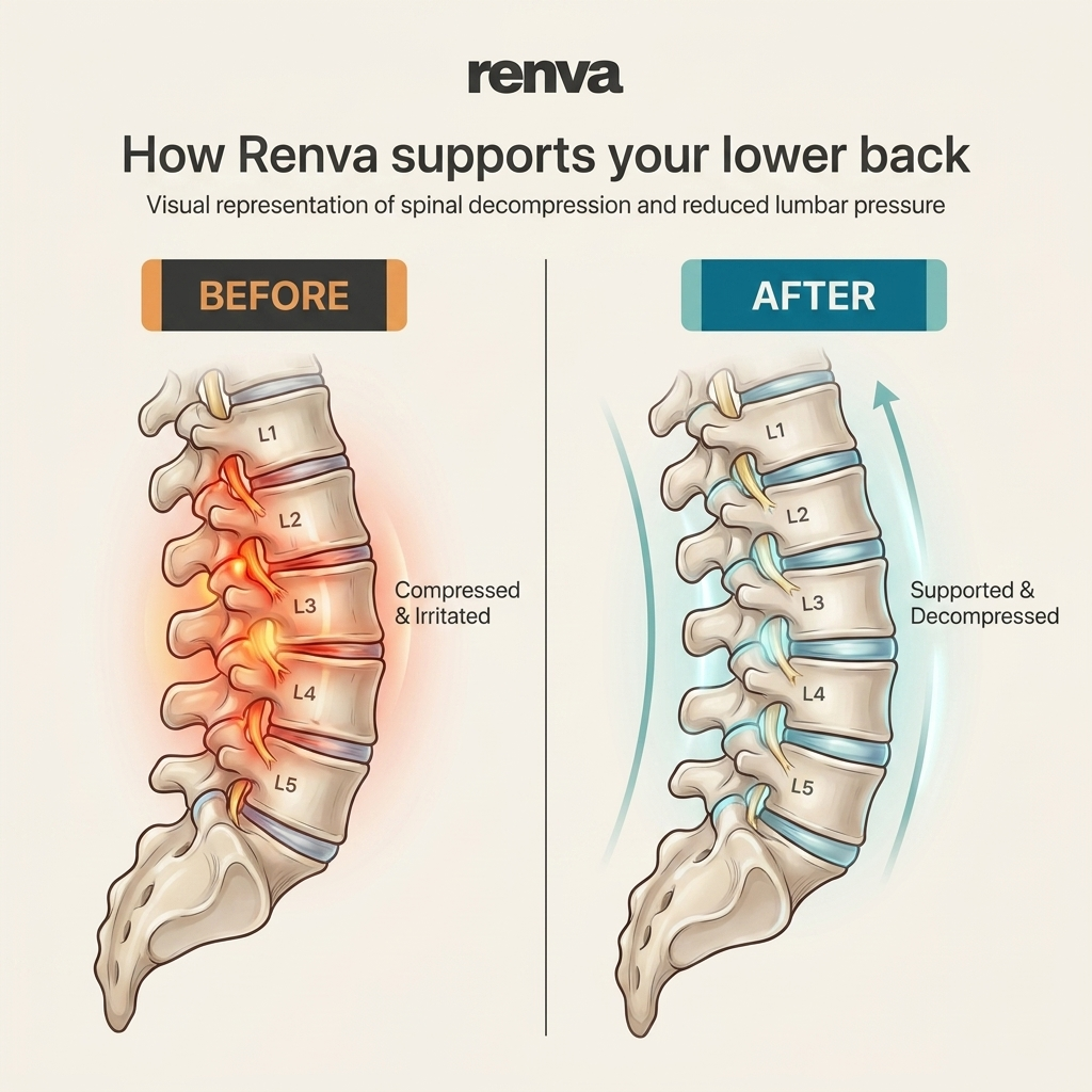 Renva BackRestore Pro | 3-in-1 Heated Lower Back Massager